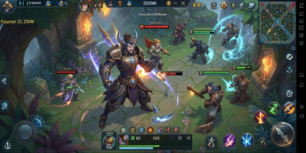 Screenshot utama D200M menunjukkan suasana gameplay MMORPG yang mendebarkan.