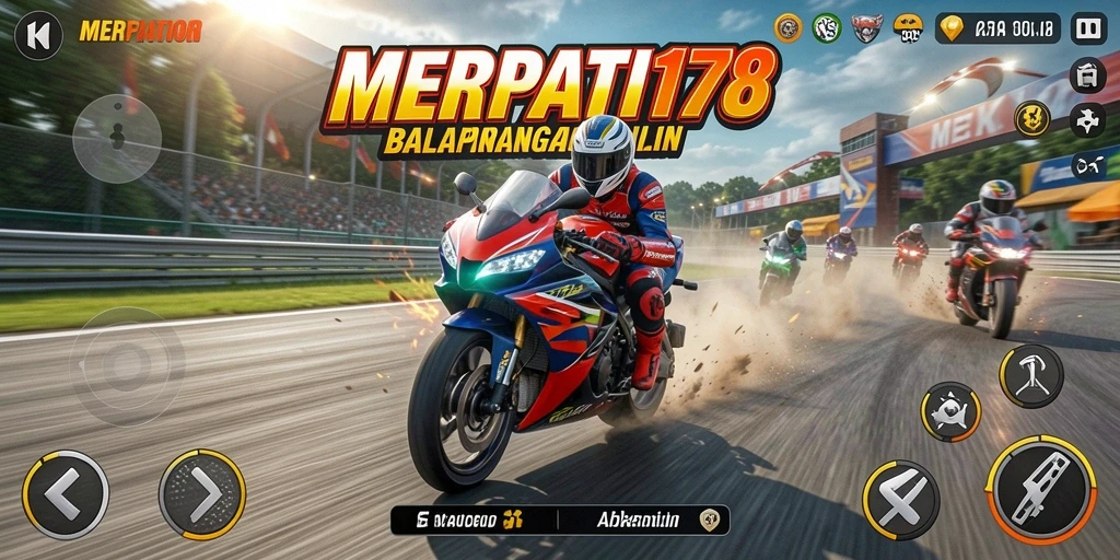 Tampilan gameplay balapan motor yang mendebarkan di MERPATI178.