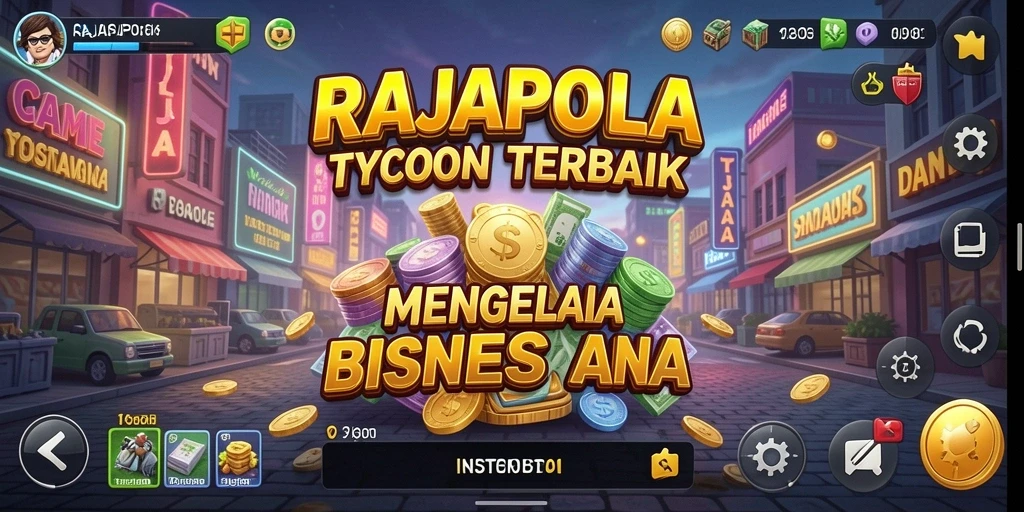 Tampilan gameplay seru dengan manajemen bisnis di RAJAPOLA.